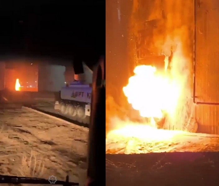 На территории нефтебазы в Туркестане произошел пожар