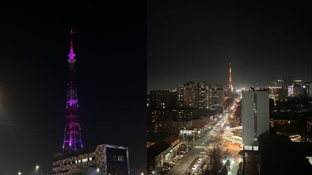 Телебашня в Алматы засияла в новом свете ко Дню Независимости